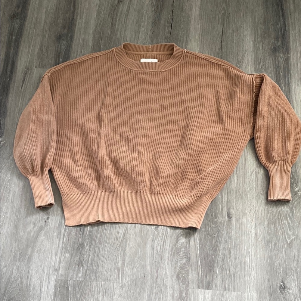 Aerie Brown Ribbed Knit Sweater